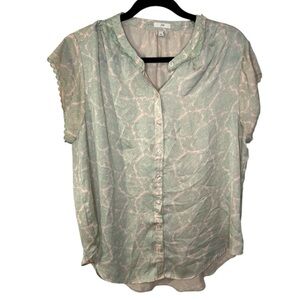 Joie Green Paisley Cap Sleeve Boxy Blouse